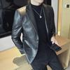 Men's Slim Fit Solid Leather Jacket - Trendy Business Casual Suit for Spring & Autumn (DX02)