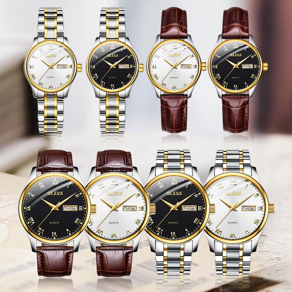 OLEVS Brand Watch Waterproof Couple Watch Night Light Dual Calendar Men's and Women's Watch 6658