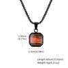 Stainless Steel Square Pendant Necklace Men Long Chain Layered Hip Hop Jewelry Geometric Titanium