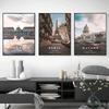 Modernes Reiseziel Stadt Wahrzeichen Landschaft Paris Havanna Amalfi Madrid Delhi Poster Wandkunst Bilder für Wohnzimmer Heimdekoration