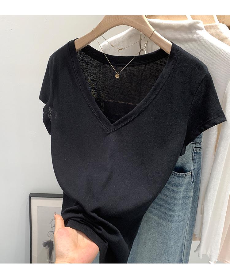 Korean Style V-Neck Short Sleeve Loose T-Shirt for Women – Summer 2026 Edition