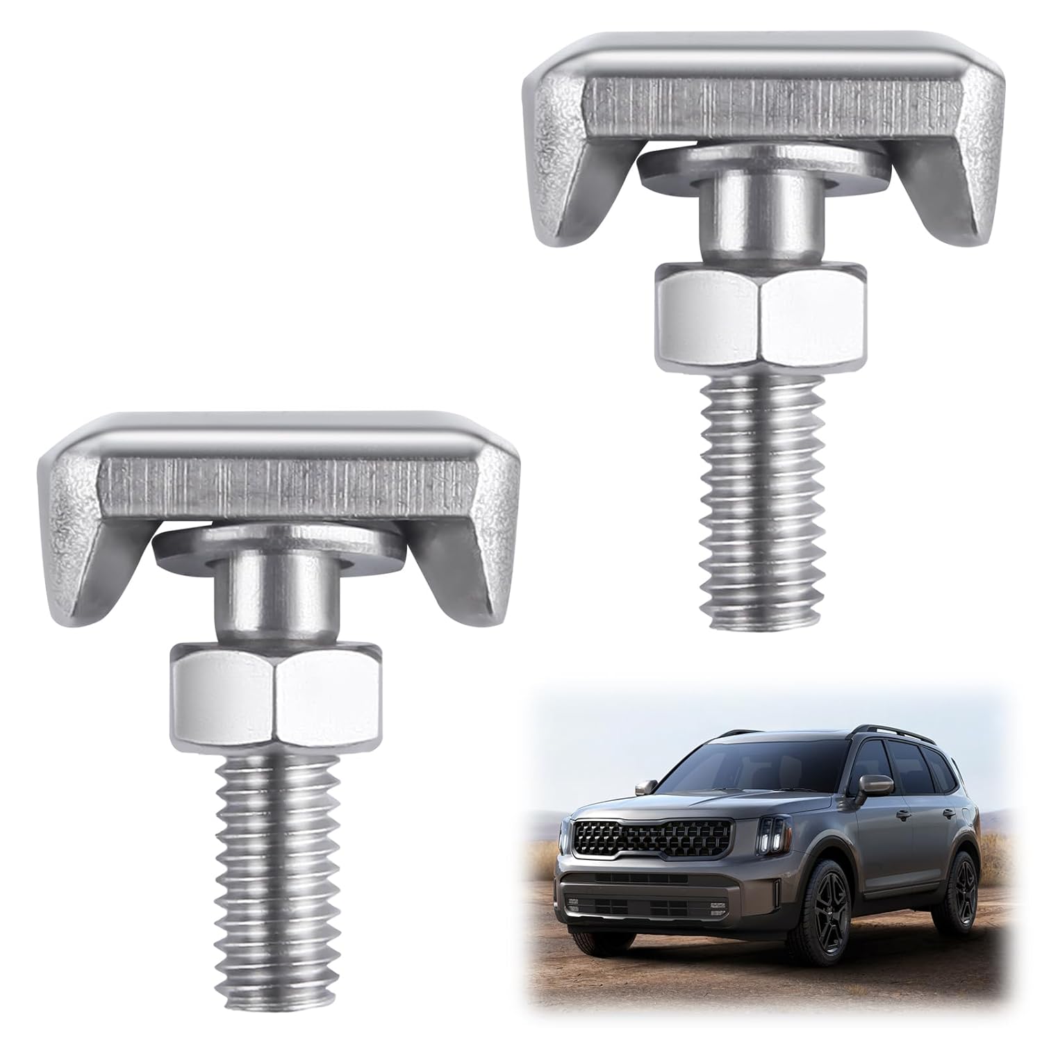 Battery Terminal T-Bolt Kit 2 Pack Stainless Steel Car Battery Cable Tensioner T Bolt Screw Replacement Terminal Nut Compatible with Dorman 64740, GM