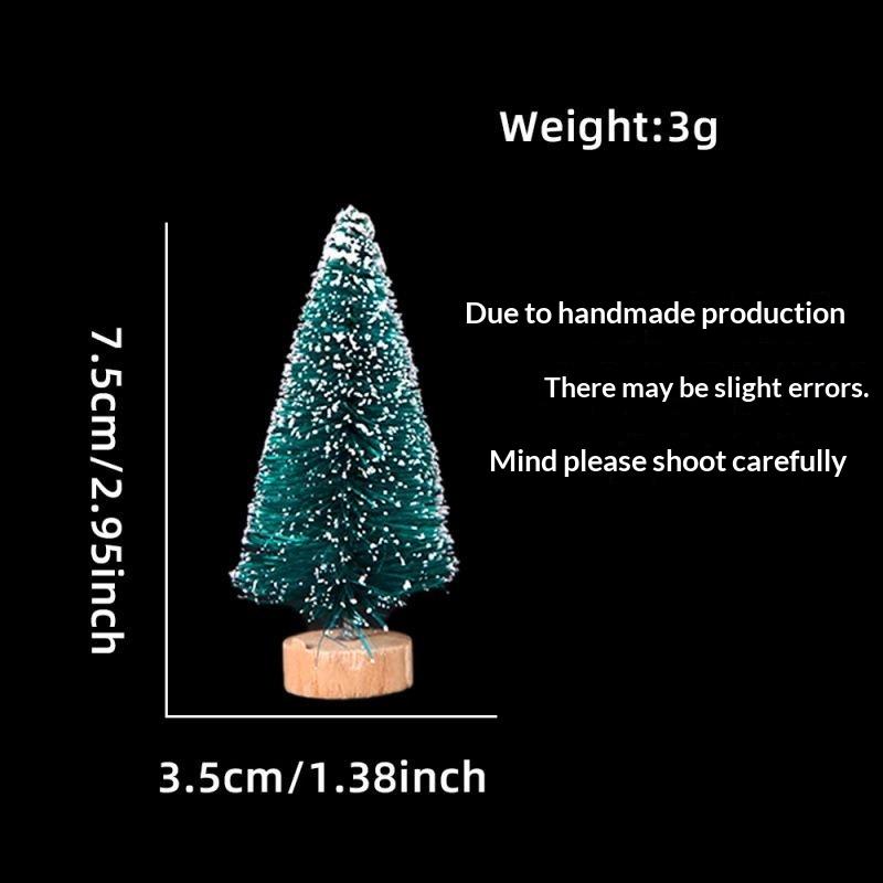 Mini Artificial Christmas Trees With Snow Frosted Finish Wooden Bases For Tabletop Decor Holiday Party Home Diy Crafts