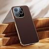 Luxus Echtleder Handyhülle iPhone 15 Pro Max 14 Mit Galvanisiertem Goldrand