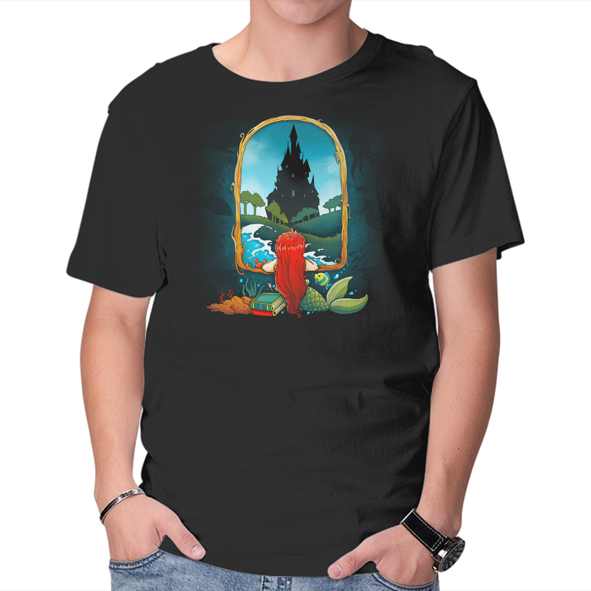 Unisex Crew Neck T-Shirt Mermaid Life Graphic Short Sleeve Casual Tee XL