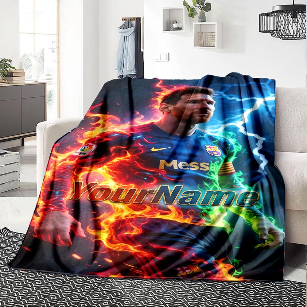 Messi Personalized Name Blanket Gift Personalized Blanket Durable Comfort for Sofa Office Chair Bed Chair Ideal for All Seasons