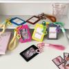 Kawaii PU Leather Card Holder Double Card Slot with Lanyard ID Card Card Holder Photos Protective Cover