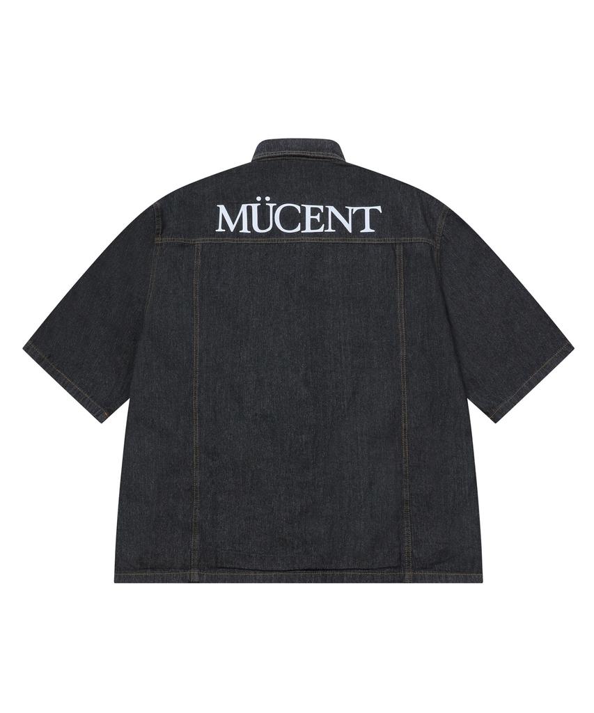 MUCENT Nerve Back Lettering Rolled-Up Denim Short Sleeve Shirt Unisex (2 Colors)