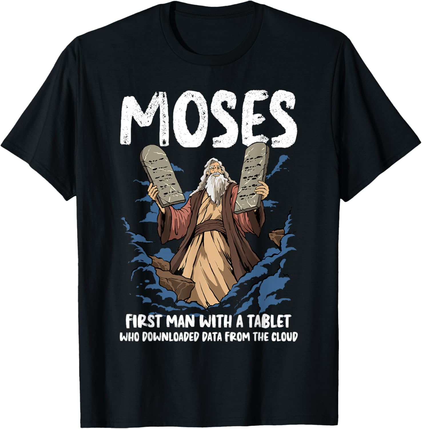 

Women s Funny Moses T-Shirt Christian Humor Bible Gospel Data Cloud Print Unisex Cotton Summer Top Cool Breathable Casual Shi... S разноцветный