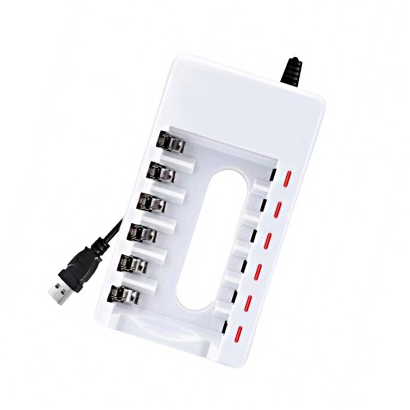 6Slot Battery Charger for 1.2V 2A/3A Rechargeable Batteries Charging Adapter with LED Indicators and Safety Features