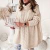 Cross-border Autumn and Winter Solid Color Lapel Bat Sleeve Loose Casual Large Size Women's Knitted Top