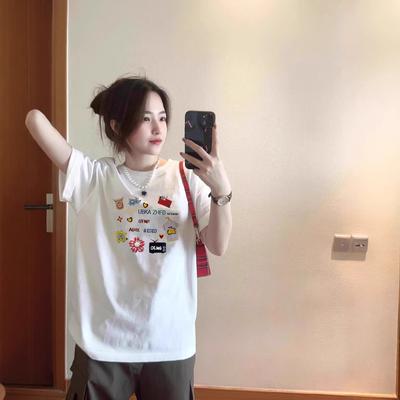 Heavy Cotton White Short-sleeved T-shirt Women's Summer New Popular Loose Design Niche Half-sleeved Top