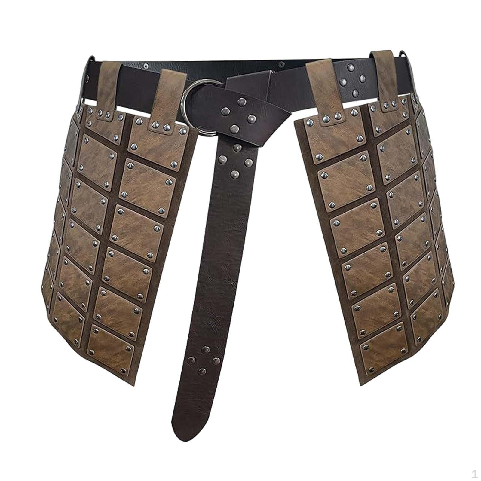 

Adjustable Armors Costume with Buckles Mercenary Knights Skirt Retro Double Sided Waist коричневий