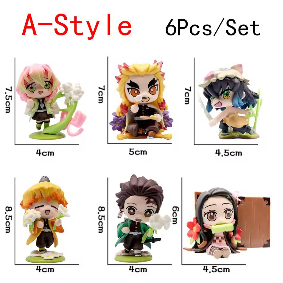 Anime Demon Slayer 6Pcs/Set Small Figure Boxed Character Multiple Combination Sets Cute Anime Toy Gift Collection Decoration PVC