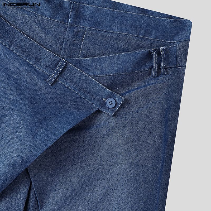 INCERUN Pantaloni Casual cu Fermoar pentru Bărbați, cu Talie Înaltă, Petrecuți în Față, cu Picioare Lungi și Largi