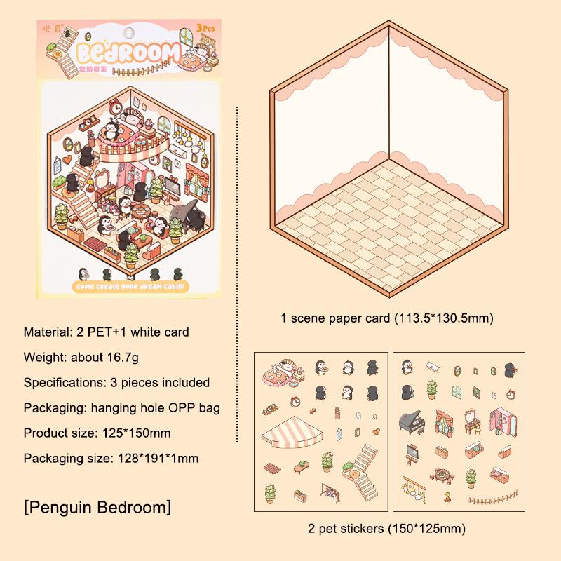 1Set Creative Pet Stickers 3D Cute Cartoon Diy Scene Landscaping Decoration Stickers  Kawaii Panda Stickers Gifts