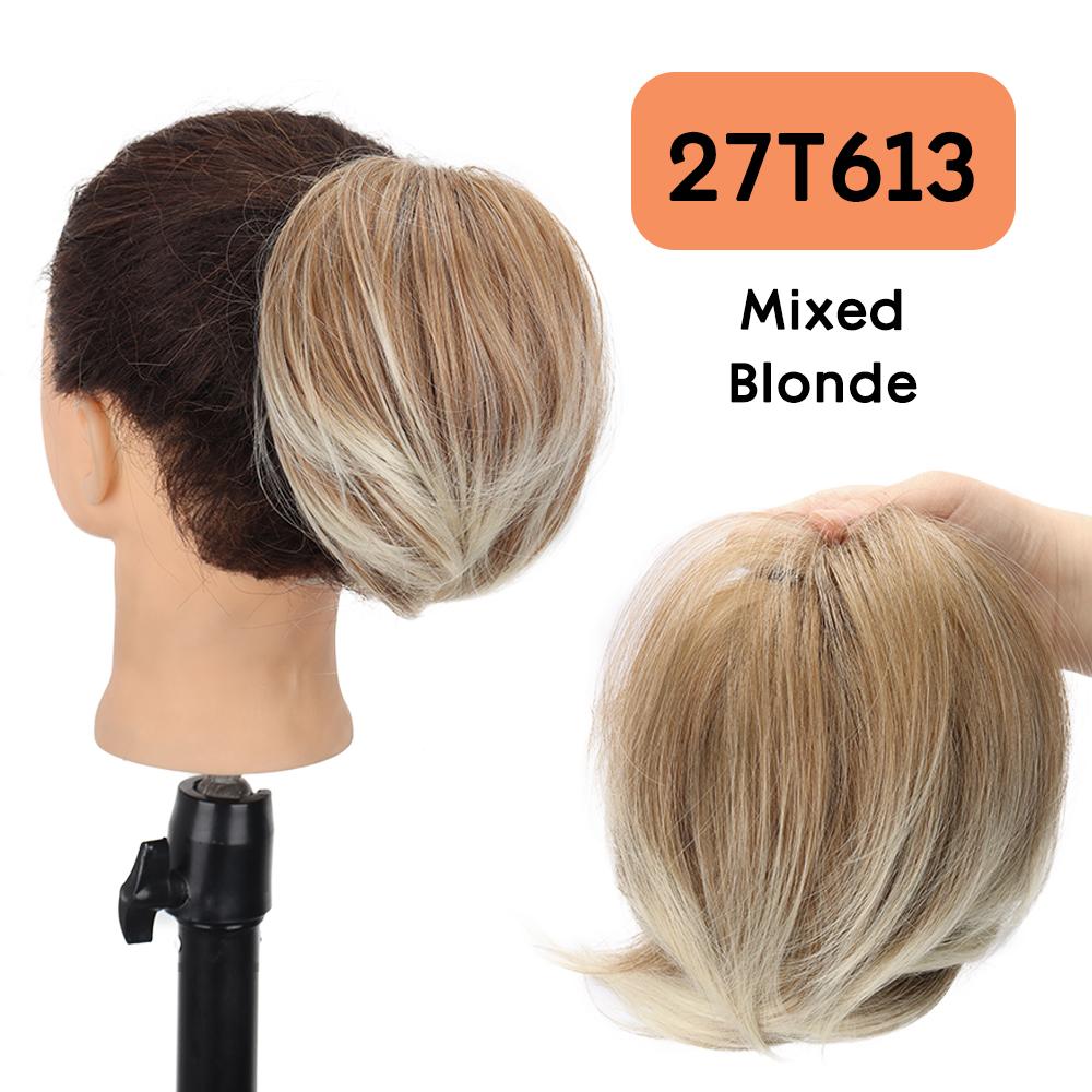 

MISS WIG Synthetic Short Straight Wig Extensions Elastic Donut Bun Chignon Scrunchies Hairpieces Ponytail For Women Daily Cosplay Wear 20cm