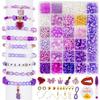 Soft Pottery, Seed Beads Purple White Beads Glass Beads Butterfly Alloy Elastic Rope Scissors Diy Bracelet Set