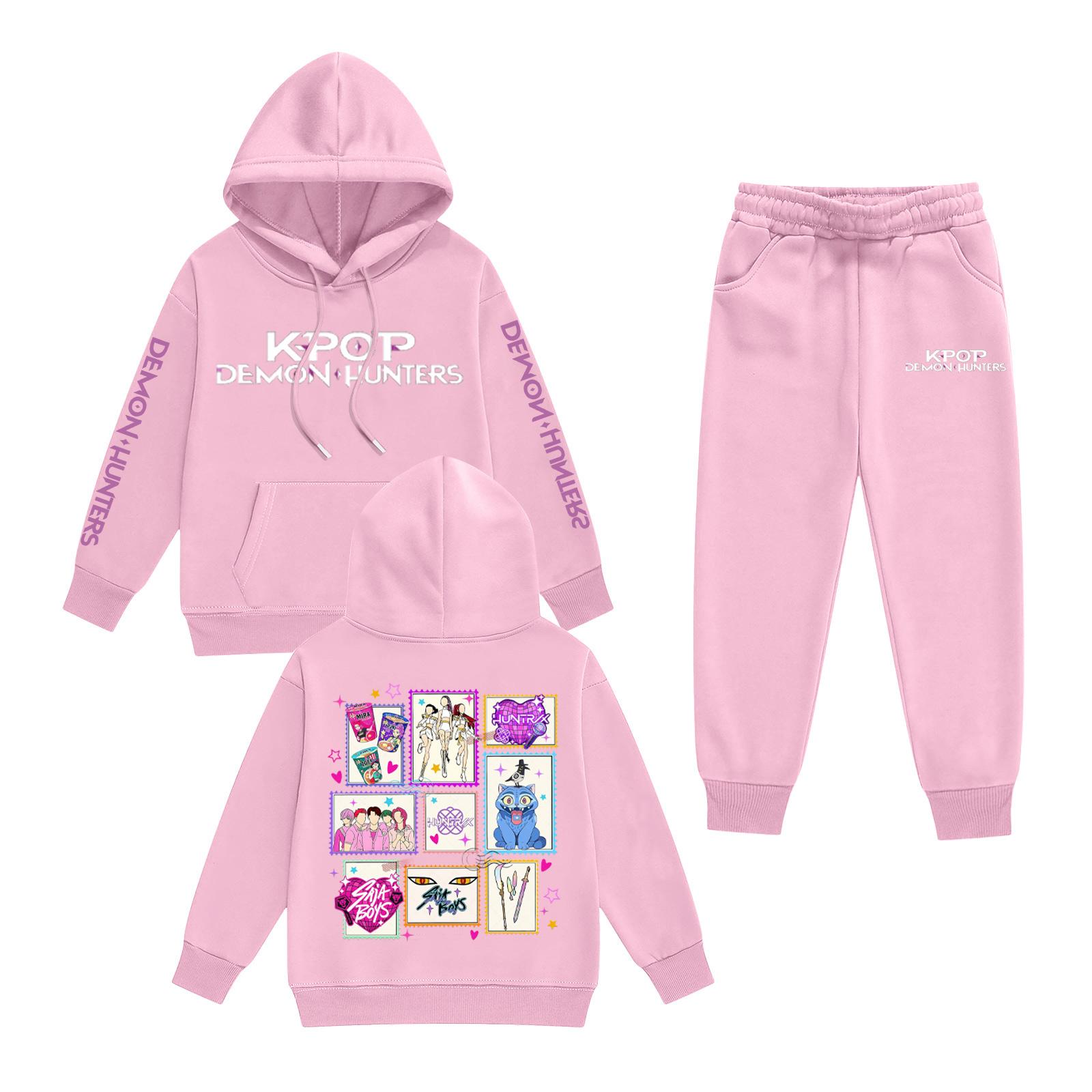 

Kids Long Sleeve Loose Pullover Letter Print Drawstring Hooded Sweatshirt Set 120