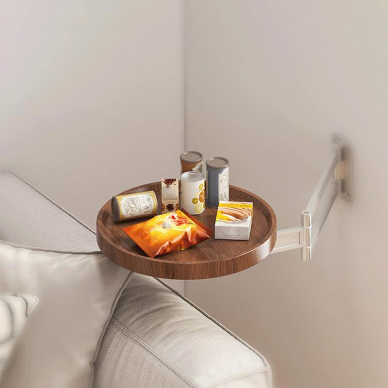 Wall Mounted Foldable Sofa Side Table Rotation Coffee Table for Bed Living Room Coffee Tea Tables Bedside Floating Side Table