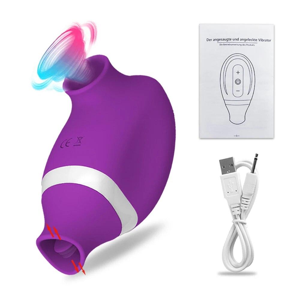 2 In 1 Clit Sucker Vibrator Female for Women G-Spot Sucking Licking Double Stimulation Nipples Massagers Tongue Sex Toy Adult