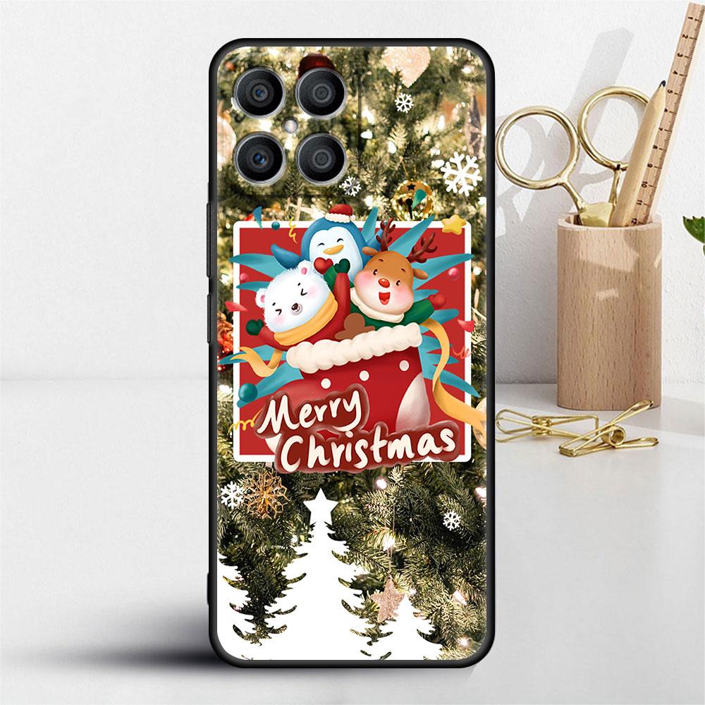 Red Nose Elk Santa Claus Case For Huawei Honor X8 X9 P50 X7 50 20 8X Play 9A P40 P30 Lite P Smart 2021 Black Phone Coque