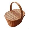 Picnic Basket with Lid Rattantype Handle HardSided for Storage, Shopping 45x30cm
