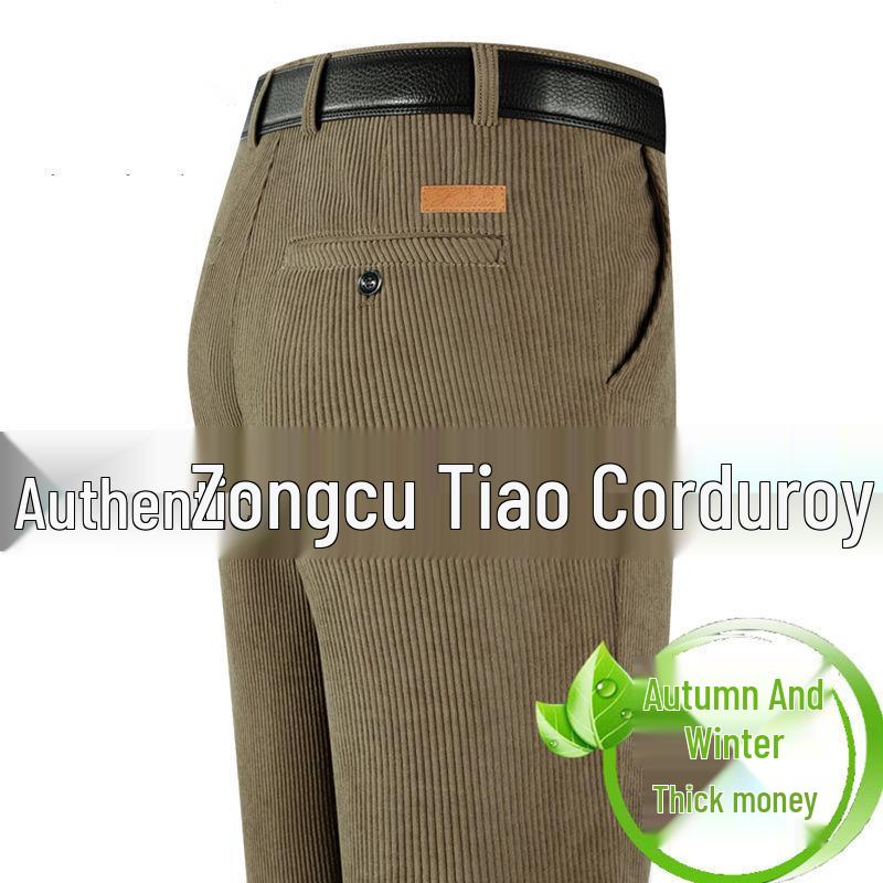 Herren High-Waist Locker Cordhose - Elastisch, Dick, Breit gerippt für Frühling/Herbst Size 30 Waist 23" 100-110 lbs gray