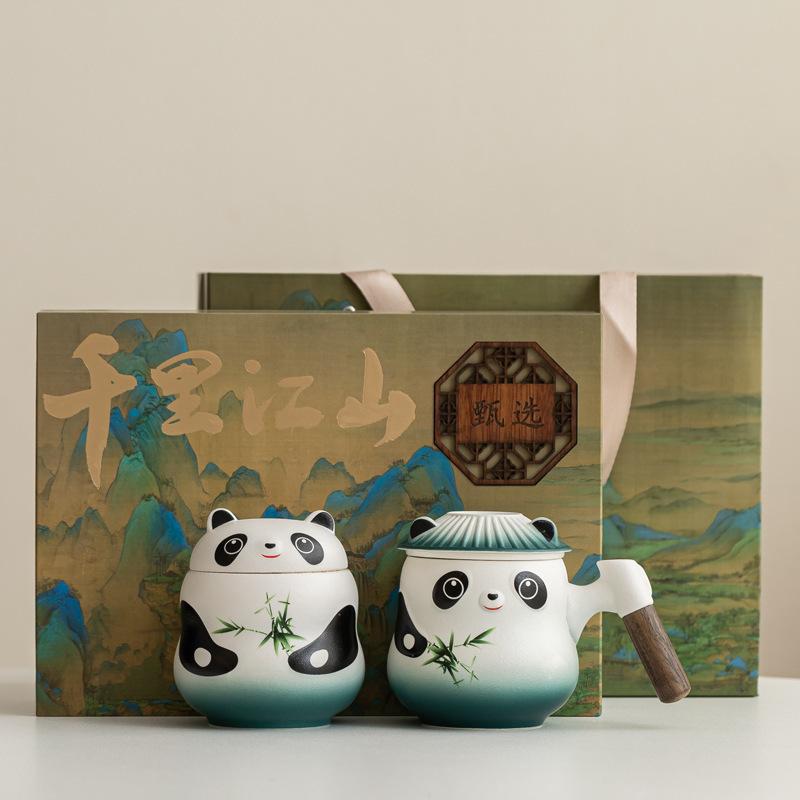 Guochao Merchandise Panda Cup Ceramic Cup Tea Coffee Cup Filter Cup Engraving Name Surname Cup