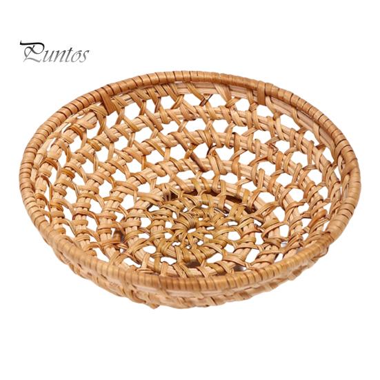 

Плетеный вручную поднос из ротанга для домашнего декора Поднос из натурального ротанга для хранения фруктов Ключей Закусок Многоцелевая плетеная корзина Чаша для кухонного стола Прихожая A