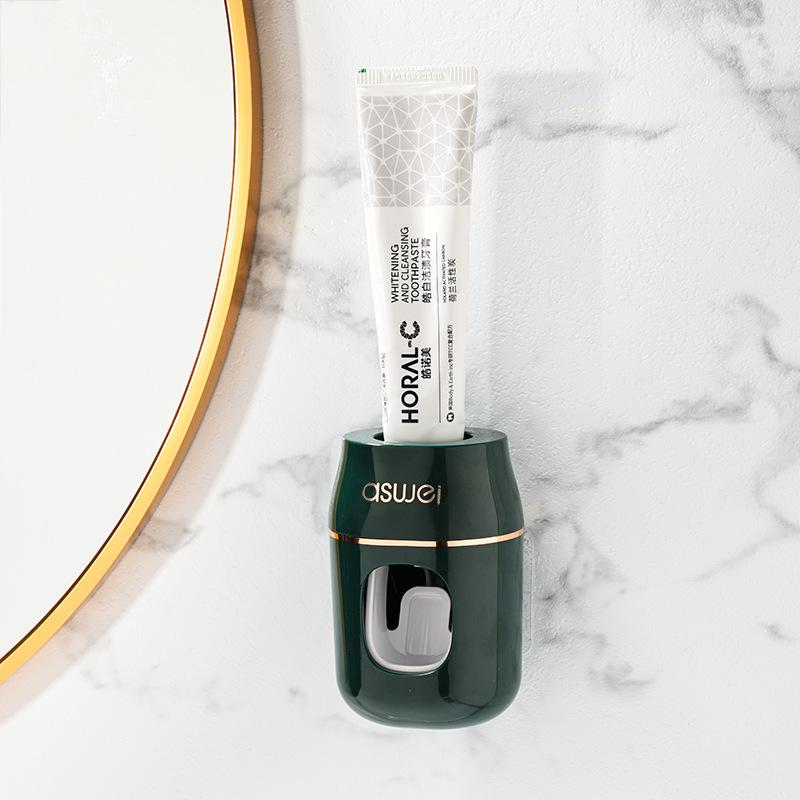 Automatic Toothpaste Squeezer & Wall-Mounted Toothbrush Holder - No Drill, Child-Friendly Storage Rack