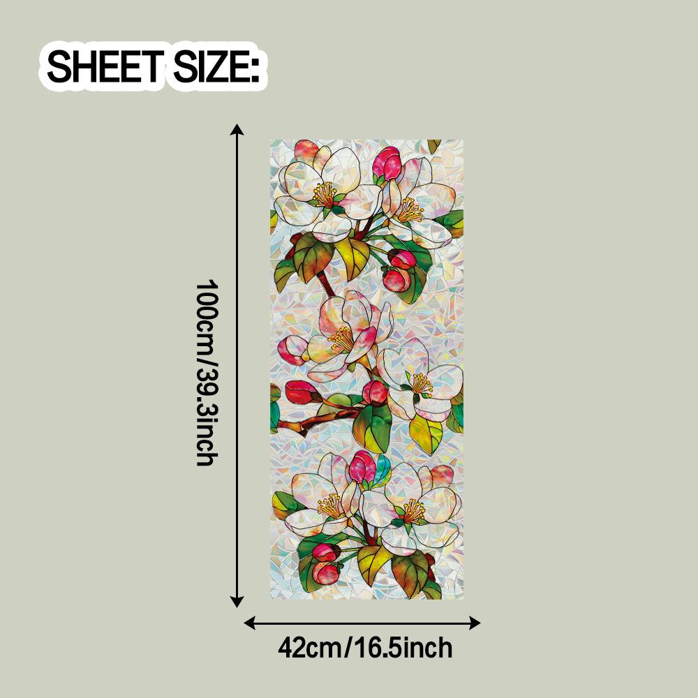 Vibrant Laser-Cut Personalised Magnolia Living Room Window Decorative Static Cling Film