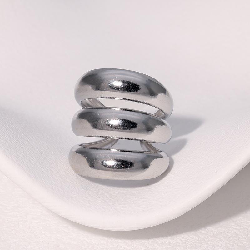 Stainless Steel Geometric Open Ring for Men Women Minimalist Glossy Thick-Line Knuckle Ring Vintage Trend Versatile Jewelry Gift