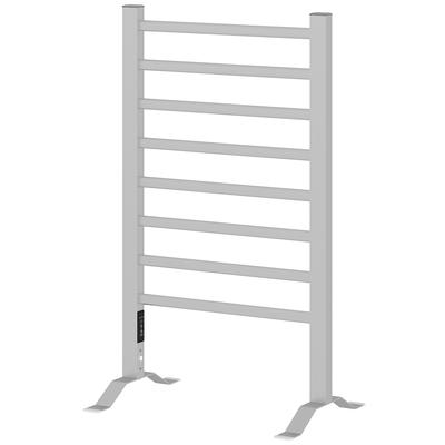 Electric Floor or Wall Towel Warmer 150W with 8 Bars and Timer 2-4 Hours, 53x35x90 Cm, Silver