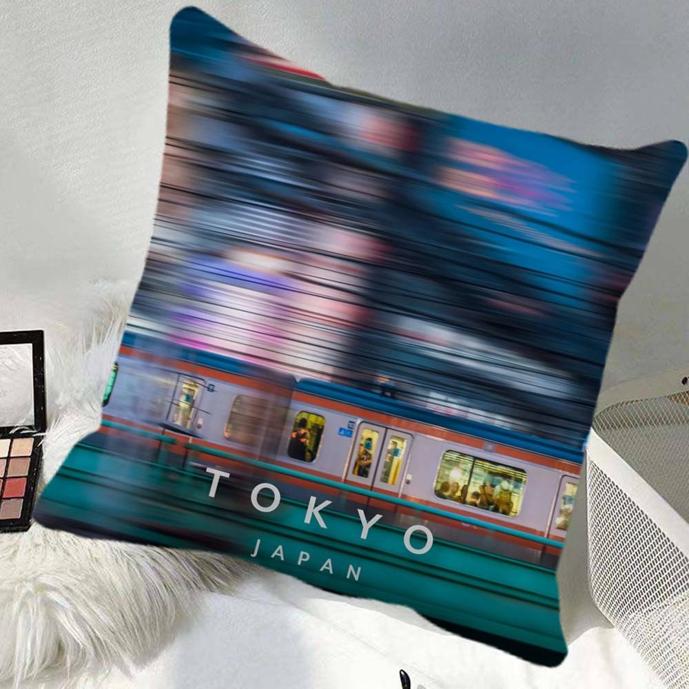 Tokyo City Pop Kyoto Kyushu City Street Ise Pillow Case Square Pillow Bedroom Sofa Leisure Comfort Cushion Car Home Decoration 40x40cm