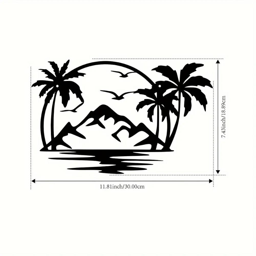 

Metal Wall Art Palm Tree Sunset Seagull Bohemian Style for Living Room Patio Balcony Indoor Home Decor 12in