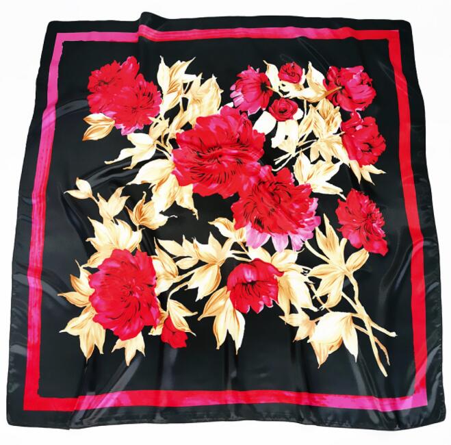 New Designs 90*90cm Square Silk Scarves Women Foulard Head Scarf Ladies Shawl Wrap Bandanna Female Chiffon Hijab Beach Scarf