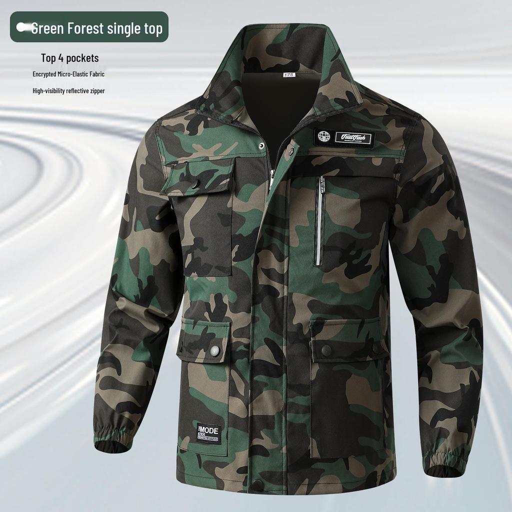 Unisex Camouflage Work Suit: Durable, Elastic, Breathable Tactical Clothing for Spring/Autumn.