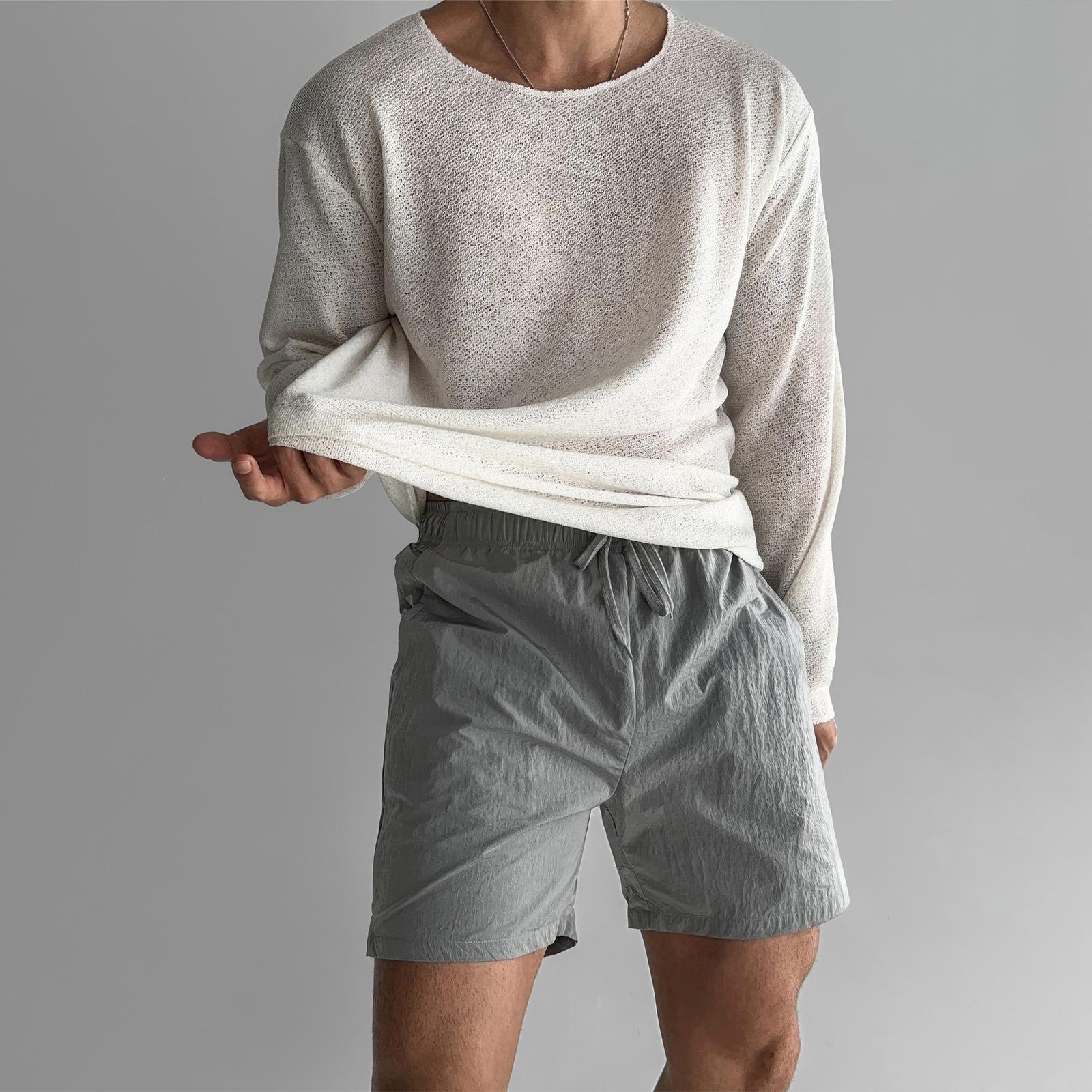 StrideBox Heren Amerikaanse Stijl Zonwerend Longsleeve Gebreid T-shirt, Casual, Ademend, Lichtgewicht XL wit
