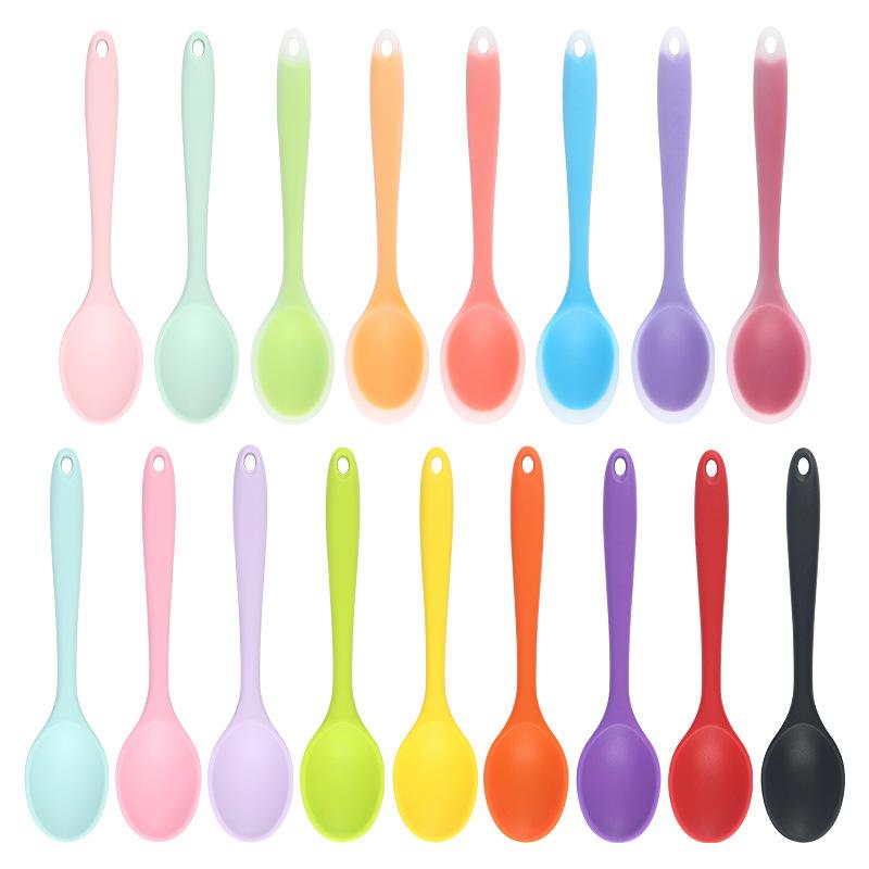 Small Multicolored Silicone Spoons Silicone Serving Stirring Spoon for Kitchen Nonstick Cooking Baking Stirring Mixing Tools