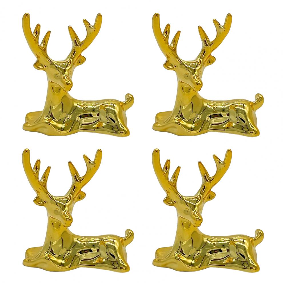 Elk Lid Top Replacement Handle Plastic Golden Reindeer Figurine Small Animal Sculpture for Glass Pot Lids Storage Box