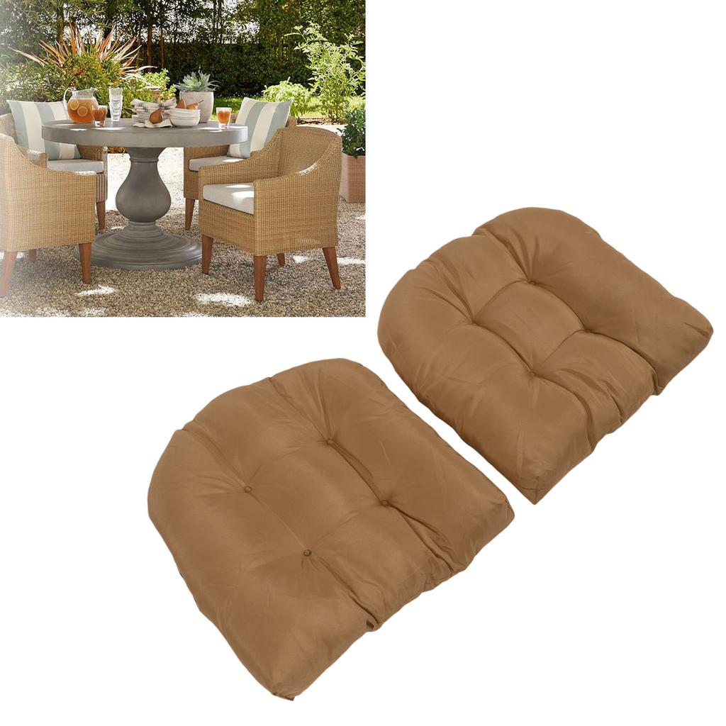 2pcs Outdoor Chair Cushions Tufted Patio Furniture Cushions Thick Outdoor St Cushion U Shaped Chair Pads 18.9x18.9in