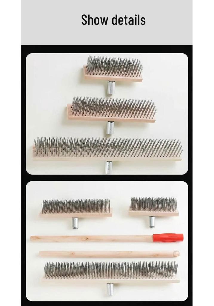 Stainless Steel Long Handle Outdoor Floor Scrub Brush with Stiff Bristles