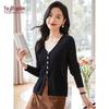YUZHAOLIN Damen Mode V-Ausschnitt Cardigan mit Metallschnalle