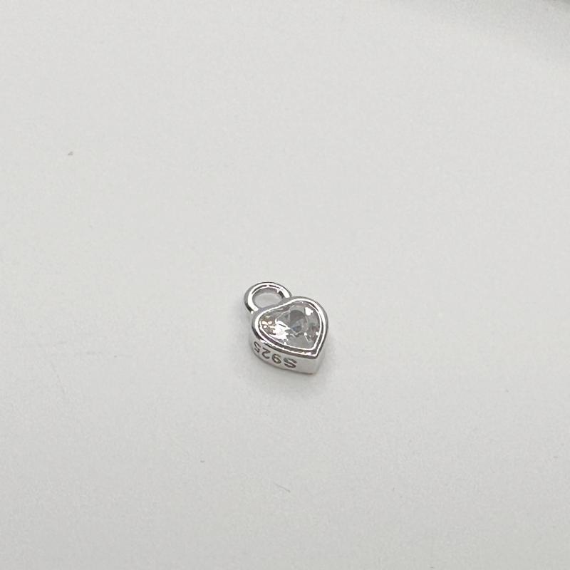 S925 Silver Mini Water Droplet Heart Round Pendant Charms Zircon Pendant Accessories for Necklace Jewelry Making SD12