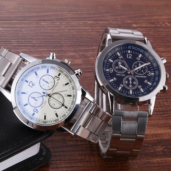Men Dress Watch Analog Quartz Watch with Three Sub-Dials Stainless Steel Wristwatch for Husband Boyfriend Father Business Date