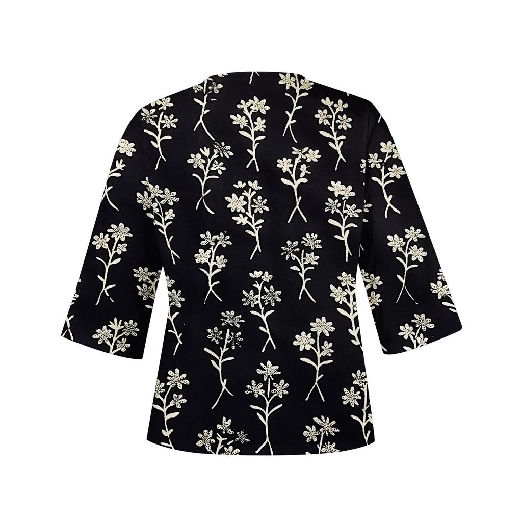 Women's Shirt Blouse Casual Loose Shirts 3/4 Sleeve Print V Neck Tops Print Tops T-shirts Tee
