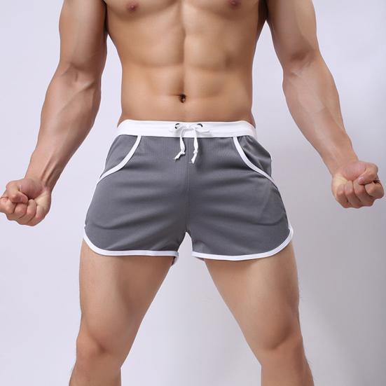 Men Color Block Summer Sports Gym Drawstring Shorts Beach Pants Swimming Trunks