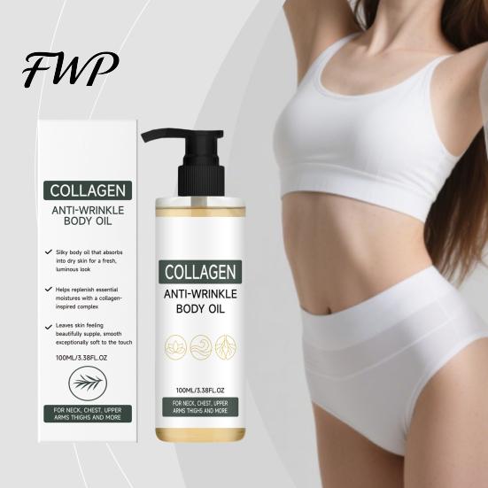 Hydrating Body Oil Collagen Moisturizing Oil, 100ml Lightweight Non Greasy Gentle for Soft Glowing Skin, Daily Skin Care Sensitive
