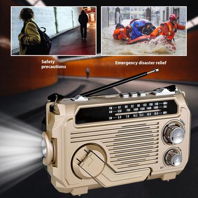 Güneş Enerjili El Kranklı Acil Durum Radyosu Şarj Edilebilir Su Geçirmez Bluetooth Uyumlu Hoparlör AM/FM Güneş Enerjili Radyo